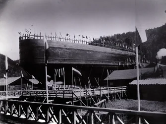 Yard Nr. 647, Baikal. Der eisbrechende Zugfähren-Dampfer Baikal bereit zum Start in den Baikalsee, 1896